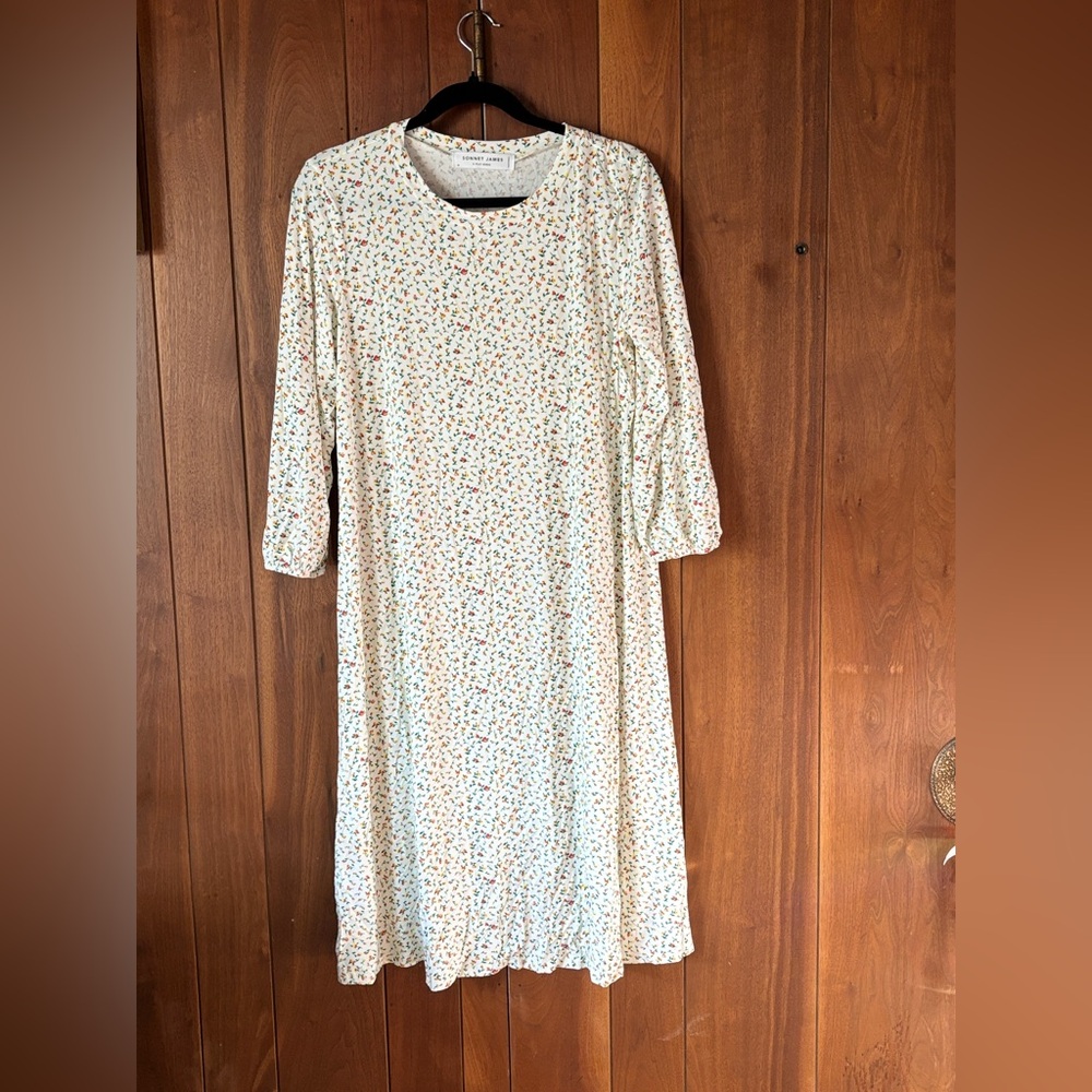 Sonnet James A Play Dress Midi Floral Cream Dress